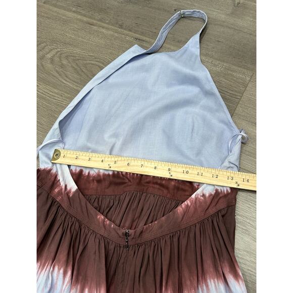 A.L.C. Blair Dip Dye Sky Blue & Brown Halter Neck Fudge Maxi Dress Size 12 FLAW - Picture 16 of 16